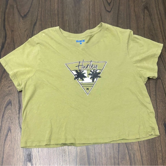 Hurley Tops - Hurley Olive Green Crop Top T-shirt Size Large Juniors